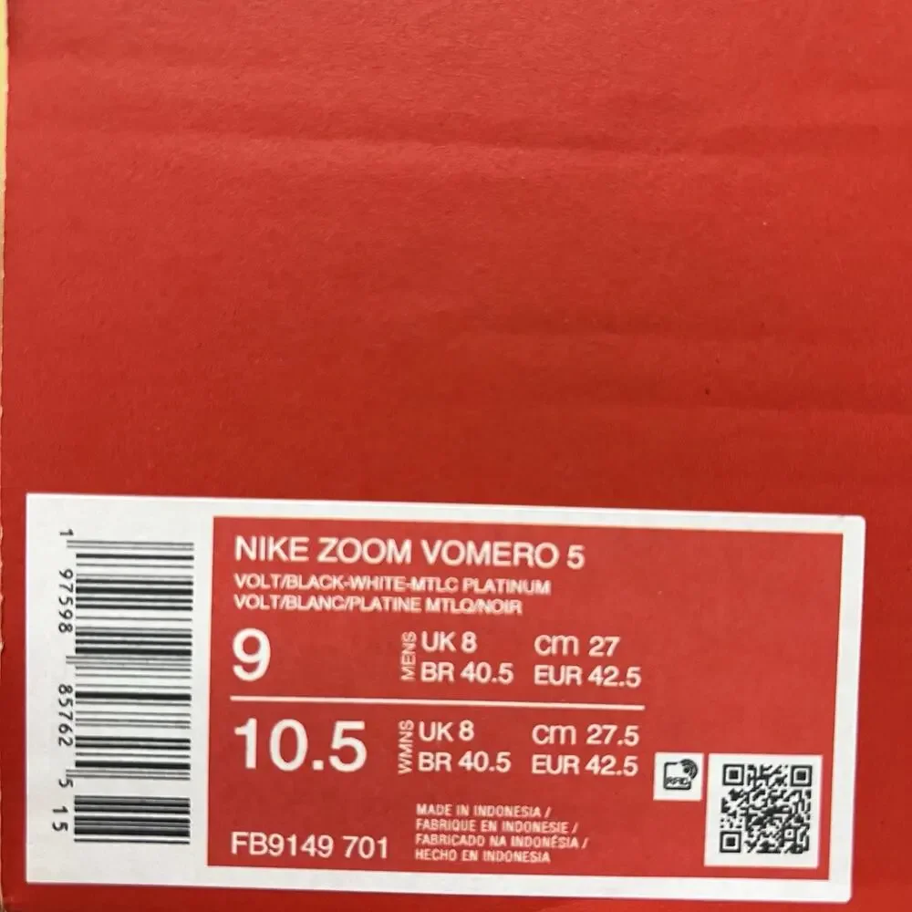 Mens Size 9 Nike Zoom Vomero 5 Lime Platinum Black White FB9149 701 NEW - Picture 5 of 5